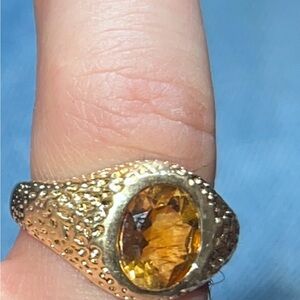 Sterling silver gold plated ring with citrine
